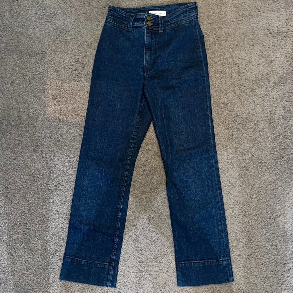 Apiece Apart New York Bahia High Waist Straight Leg Dark Wash Blue Jeans Euc - 0